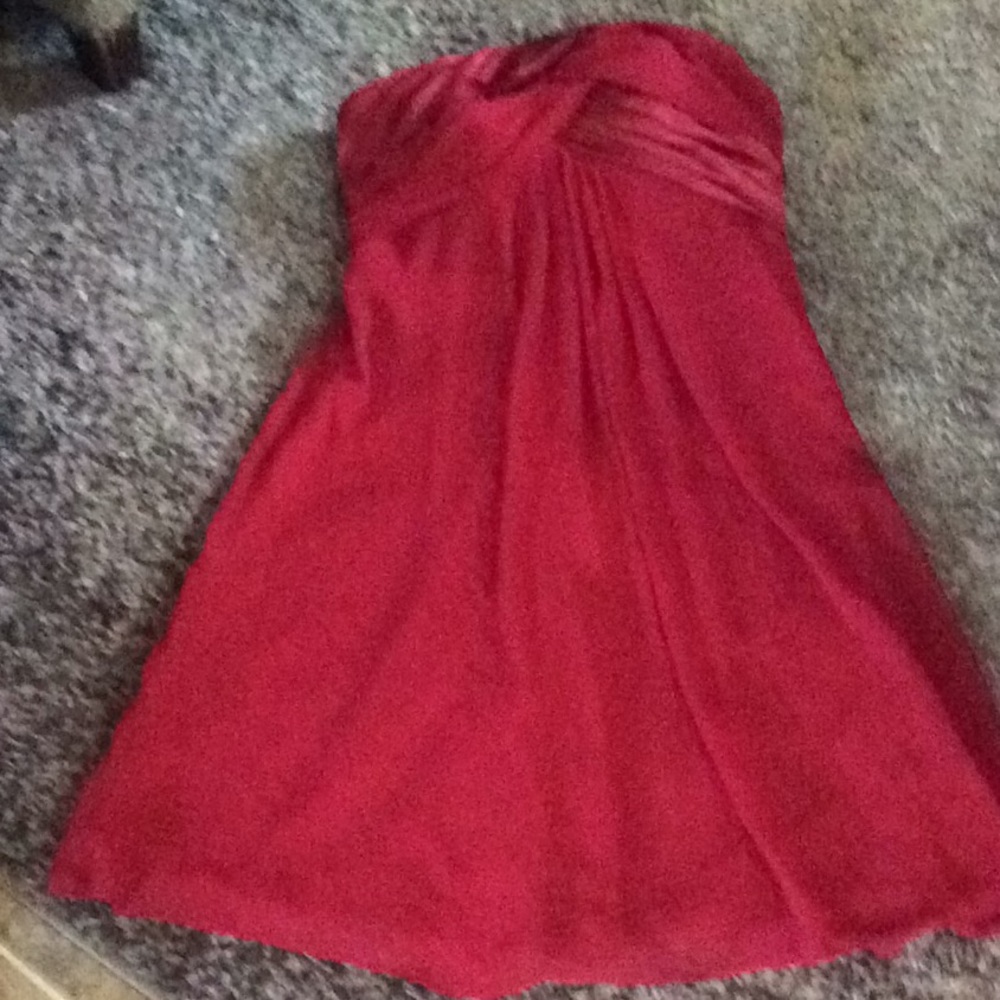 David’s bridal formal, size 8, strapless,midi, red